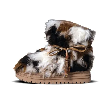 EYGPAP Three-Flower Cat White Slip-on Shoes Crew Snow Boots Women's