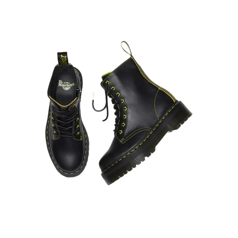 Dr. Martens Jadon Ii Boot Neon Star Leather Platforms 'Black Yellow'-3