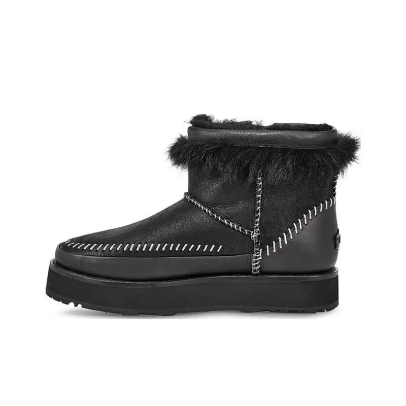 UGG Fluff Punk Boot Fleece Lined Black Women's-0