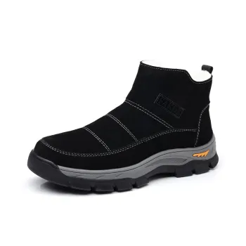 Beidouniao Warm Slip-Resistant Crew Snow Boots Men's Black