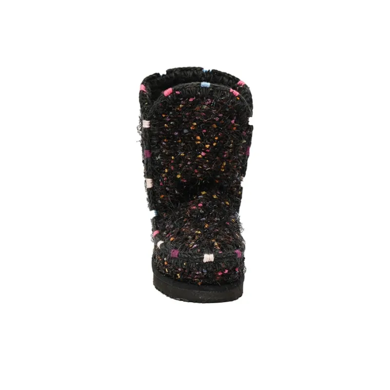 K.D.KENAZ Cloudy Mountain Collection Warm Slip Resistant Coverage Crew Snow Boots Women's Black-1