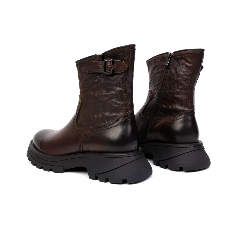 PALMPOLO Leather Lined Ankle Boots Platform Height Increasing 5cm Men's-3