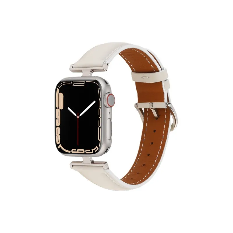 CHRROTA Compatible Apple Watch Iwatch 10/9 New L-Shaped Connector Calfskin Apple Watch Strap Watch Bands-6