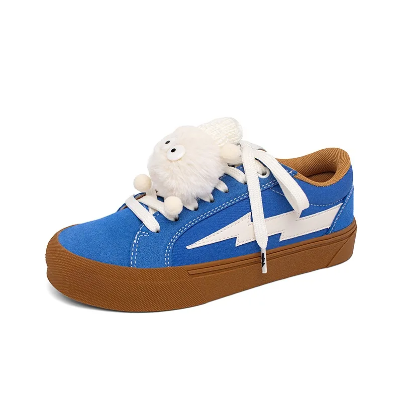 MCKP Anti Slip And Wear Resistant Height Increasing Low Top Skateboard Shoes Unisex Sapphire Blue-13