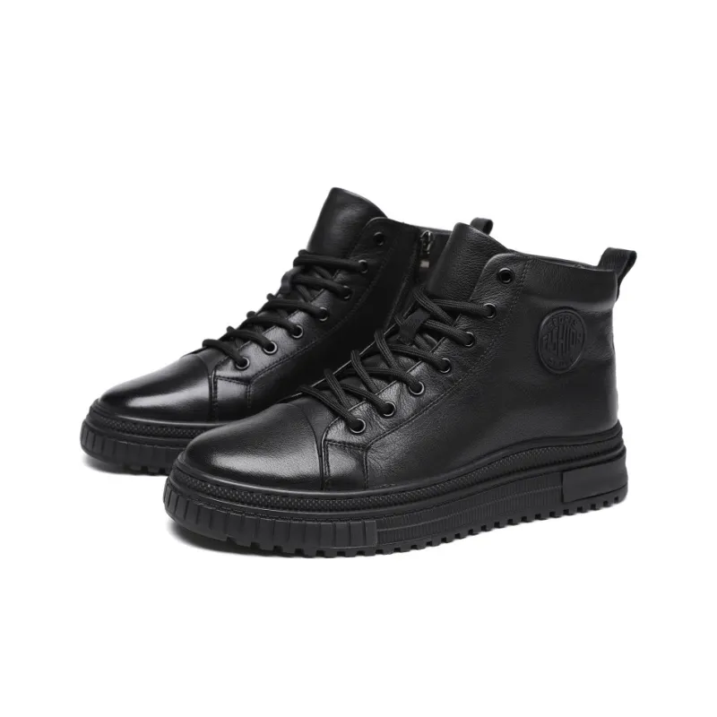 Devanro 9.5cm Martin Boot 4cm Men's Black-1