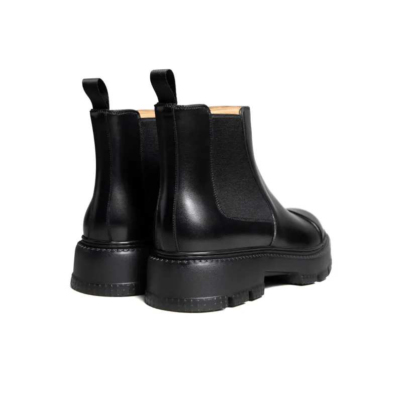 THOM WILLS British Business Casual Leather Boots Short Chelsea Boots Men's Black-3