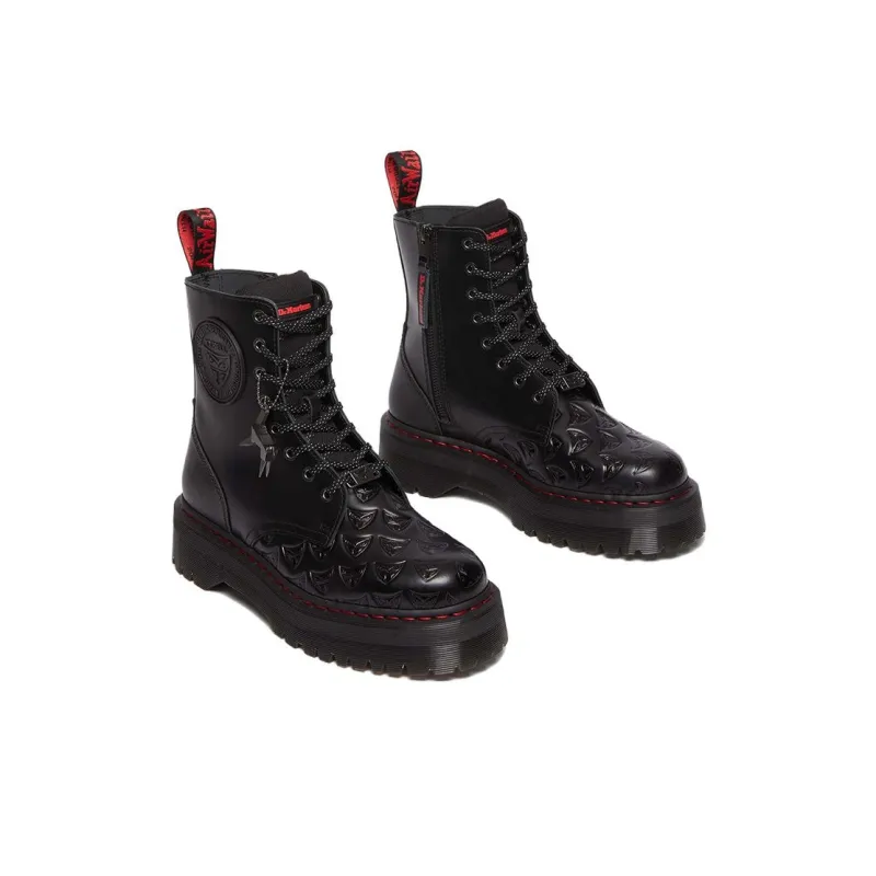 WARNER BROS. x Dr.Martens Jadonseries WB100 Short Martin Boot 5cm Unisex Black Red-2