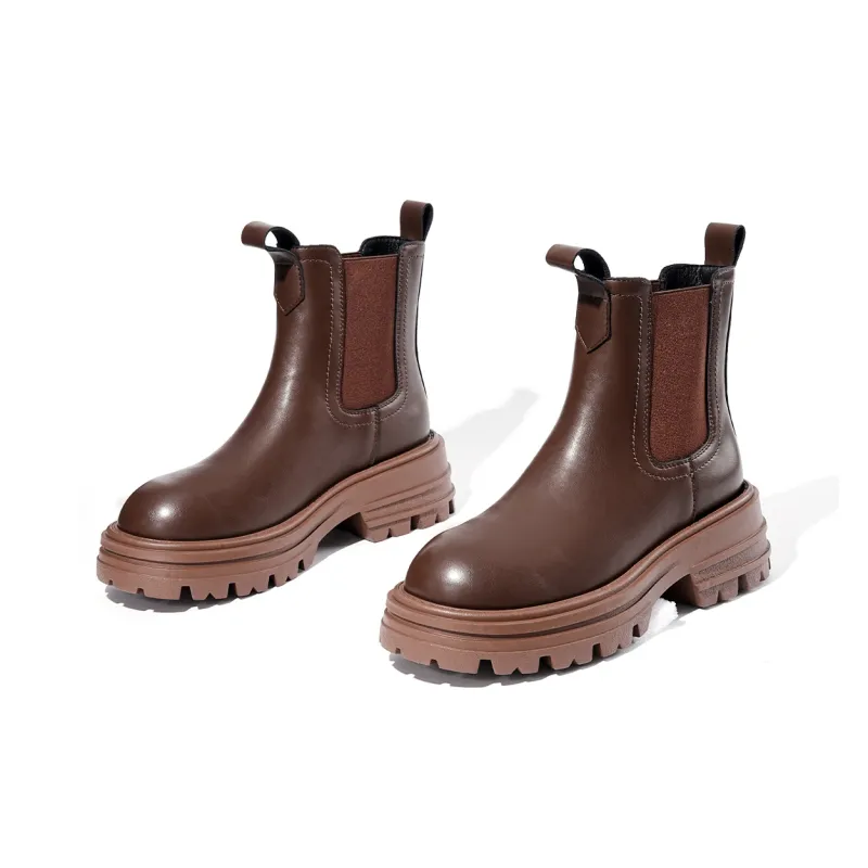 EBLAN Short Chelsea Boots Women's Brown-1