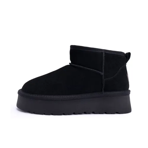 HUANQIU Warm Height Increasing Wear Resistant Short Snow Boots Women's Black