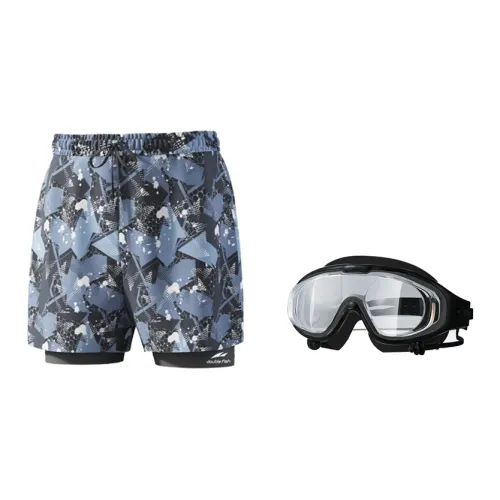 DOUBLEFISH Swimming Sets Polyester Elastane Seaside Swimming Pool Hot Spring Men's Blue/White + Black