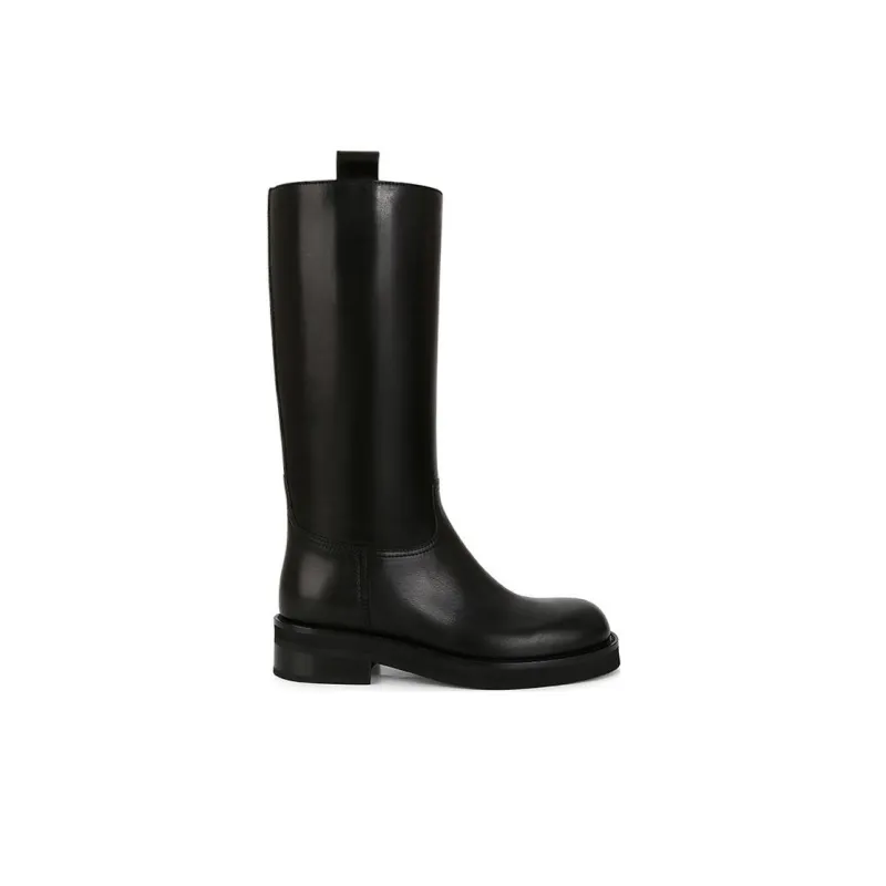 CHRISTINE SHEII Siu Siu Knee-High Boots Work Boots 4cm Women's Black Economy Version Leather Lining-1