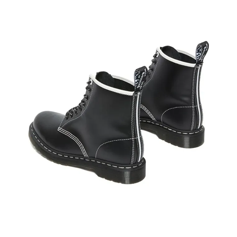 Dr. Martens Dr.Martens 1460 Contrast Stitch Leather Lace Up Boots 'Black Smooth Leather' Women's-3