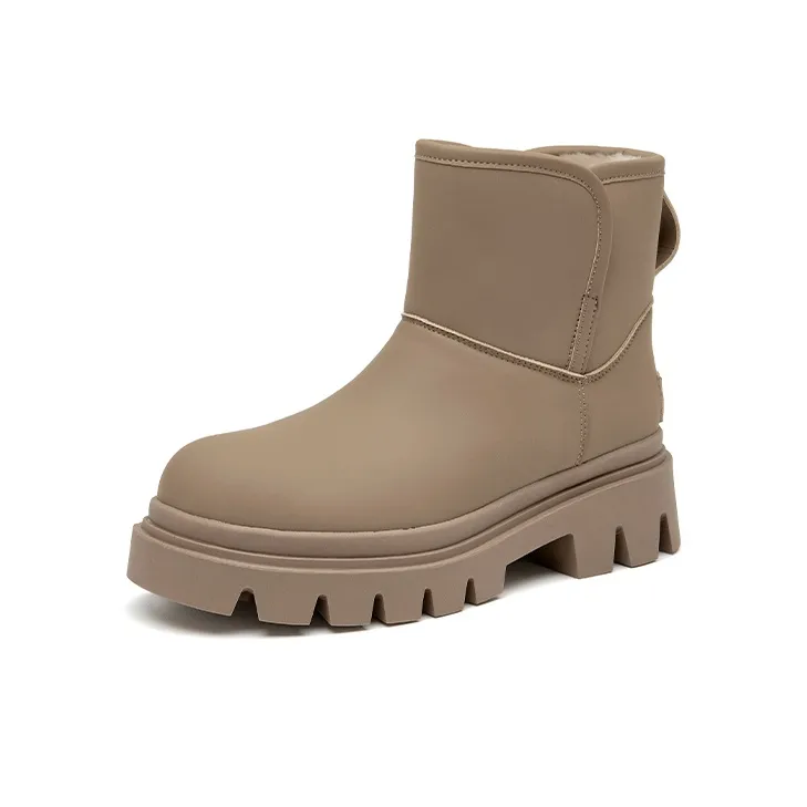 Beau Today Synthetic Leather Warm Crew Snow Boots Women's-11