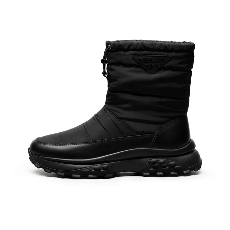 GOLDLION Warm Wear Resistant Slip Resistant Short Mid Calf Snow Boots Men's Black-0