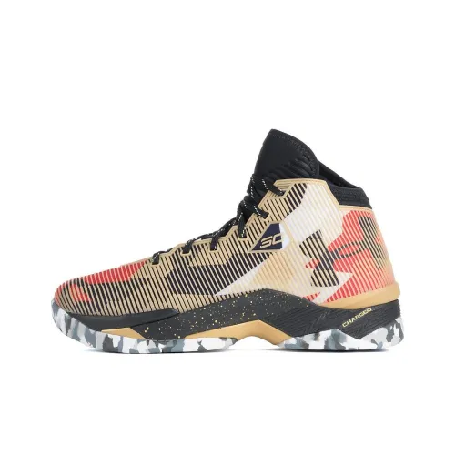 Under Armour Curry 2.5 Cushioning Wear-Resistant High-Top Basketball Shoes Men's Beige Black