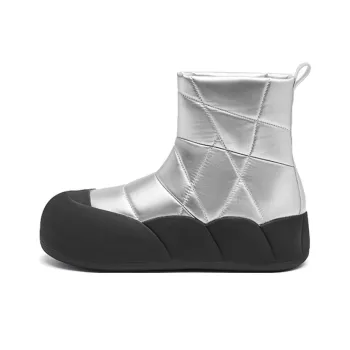 AGSDON Warm Short Snow Boots Women's Silver