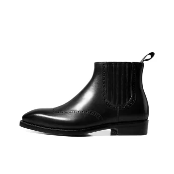 THOM WILLS British Style Business Casual Formal Wear Leather Boots Chelsea Boots Men's Black