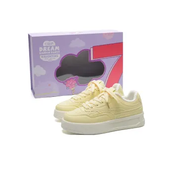 7 SEVFUN Wear resistant And Lightweight Low Top Skateboard Shoes Women's Cream Yellow Box