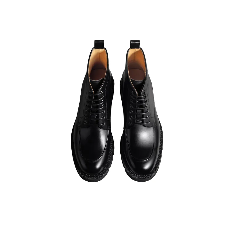 THOM WILLS British Style Business Formal Commute Leather Boots Short Martin Boot Men's Black-2