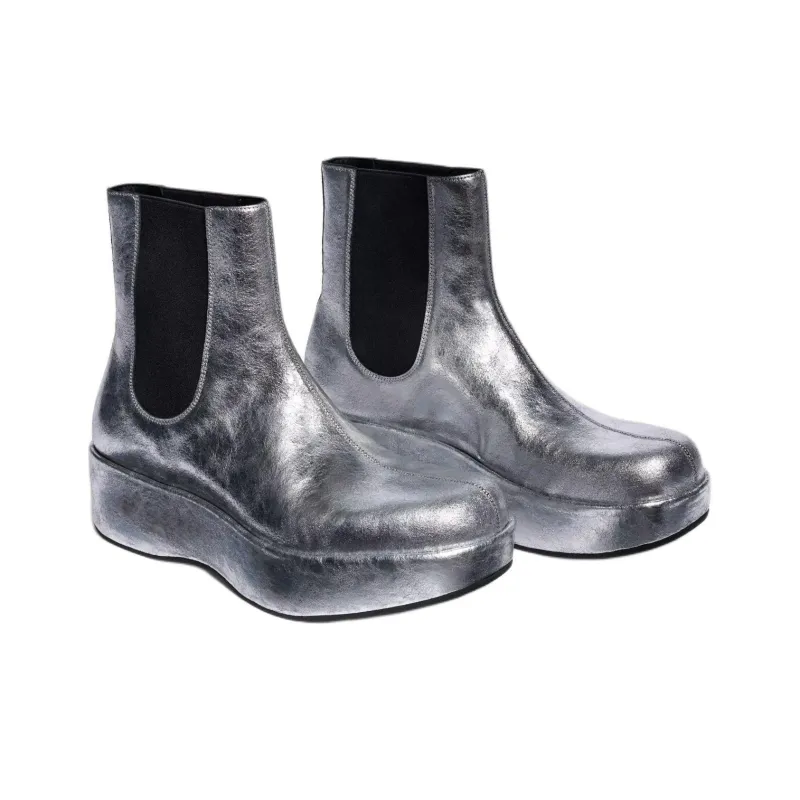 ZARA Short Chelsea Boots Men's Silver-3