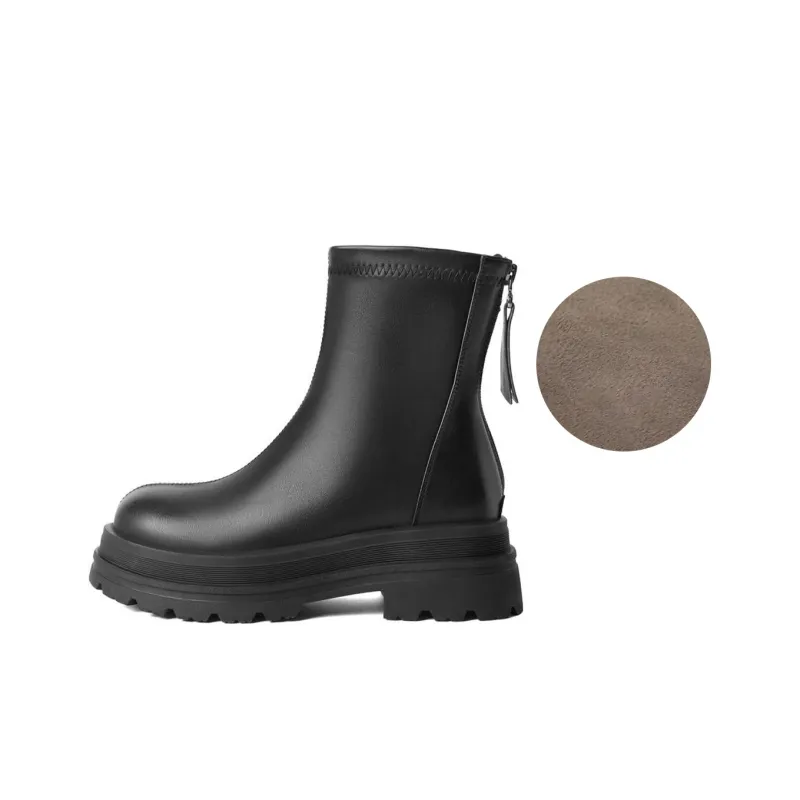 BELLE Ankle Boots 5.5cm Women's Ecru Black Brown-4