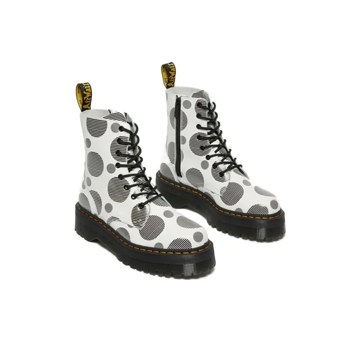 Dr.Martens Jadon Polka Dot Smooth Leather Platform Boots 'White Black' Women's-3