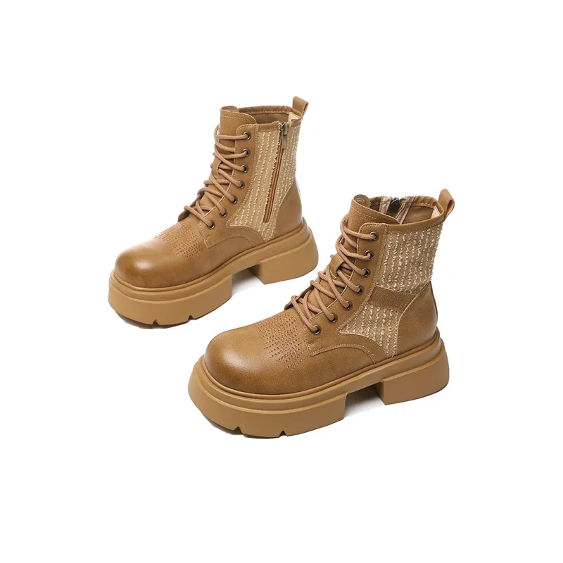 POOQ Short Martin Boot 6CM Women's Yellow-2