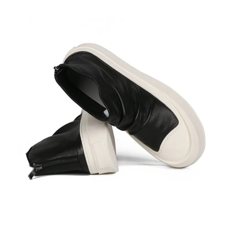 Thai Points Ankle Boots Medium Heel Men's Black-2
