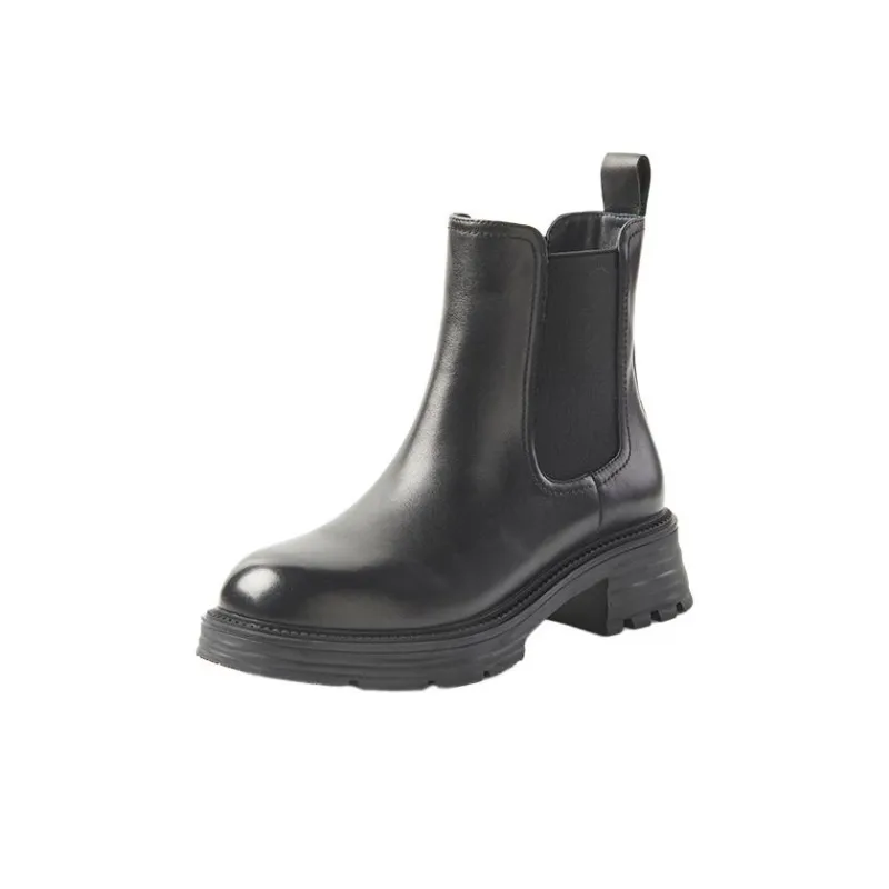 PT'SON Short Chelsea Boots Women's Black/Beige/Black, Fleece Lined/Beige, Fleece Lined-14