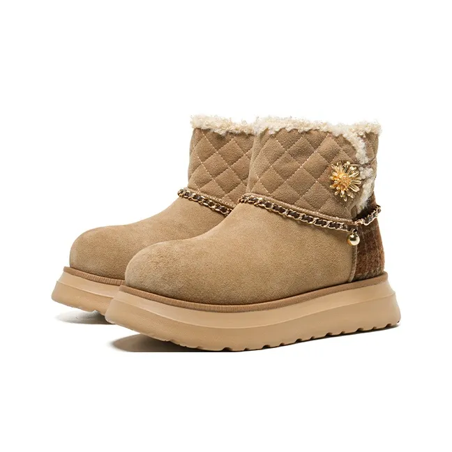 ZHAOTAIYANGLIANMING x OLD ORDER Warm Height Increasing Slip Resistant Short Snow Boots Unisex Brown-1