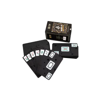 ZIHU Mahjong Poker Cards 144 Sheets PVC Plastic Black Gold Textured Water Resistant Durable Poker Cards