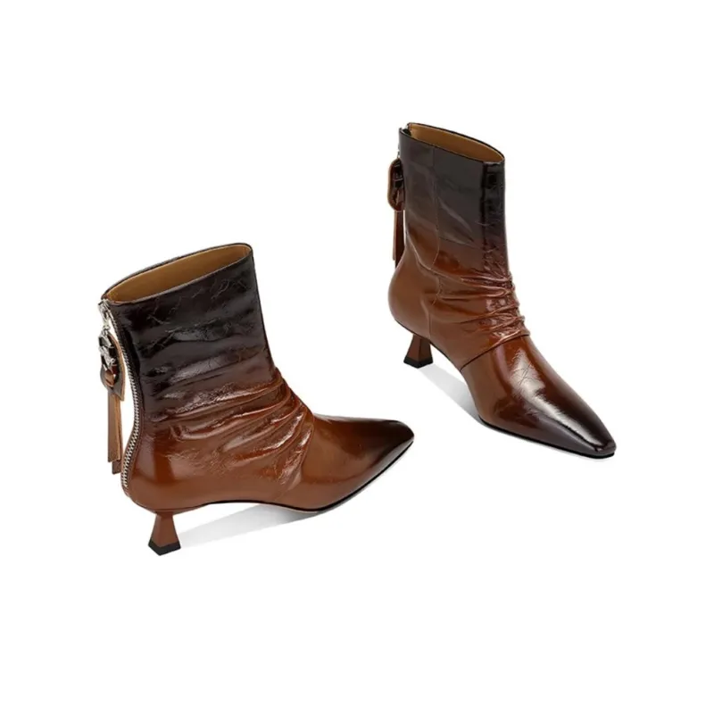JESSICA SOPHIA Ankle Boots 4cm Women's Brown-3