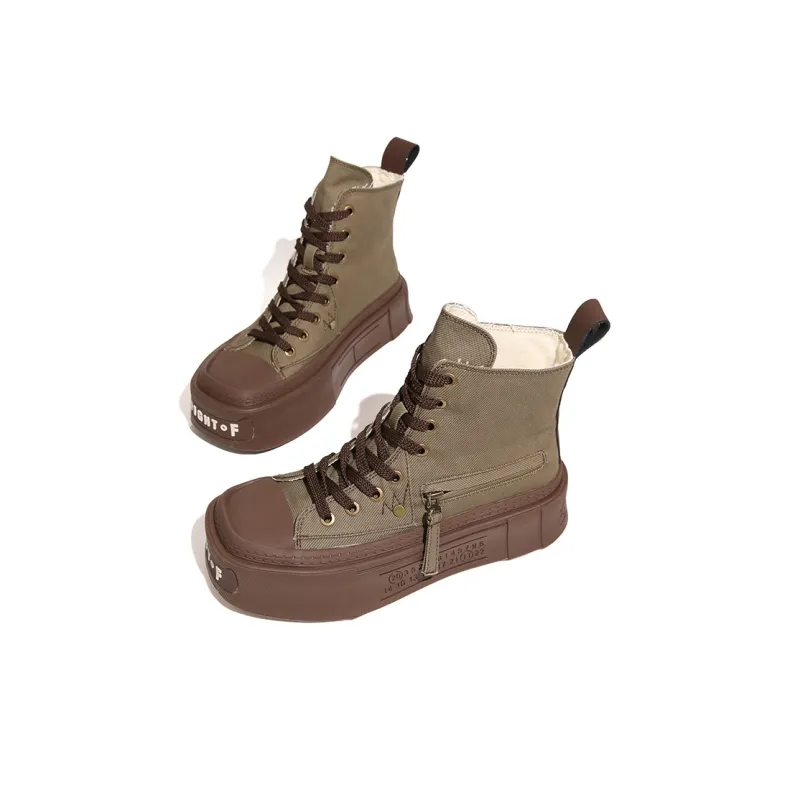 XIAOFAMIAO Ankle Boots Women's Gray/Army Green-6