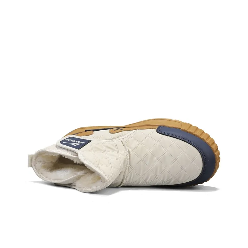 Warrior Warm Coverage Height Increasing Wear Resistant Slip Resistant Short Snow Boots Men's Beige Khaki Dark Blue-3