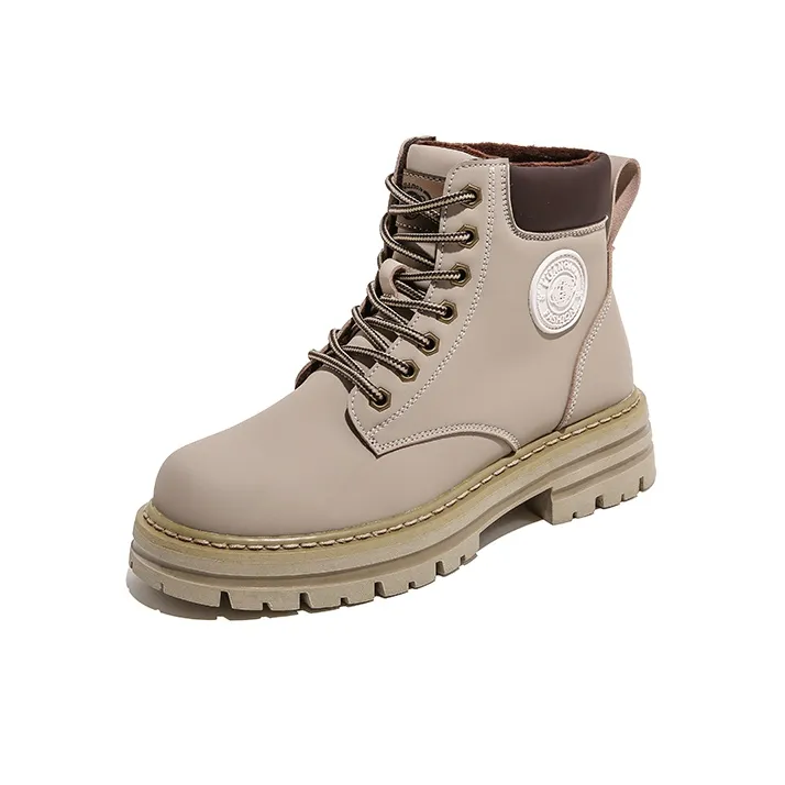HUANQIU Short Mid Calf Martin Boot Unisex Sand-1