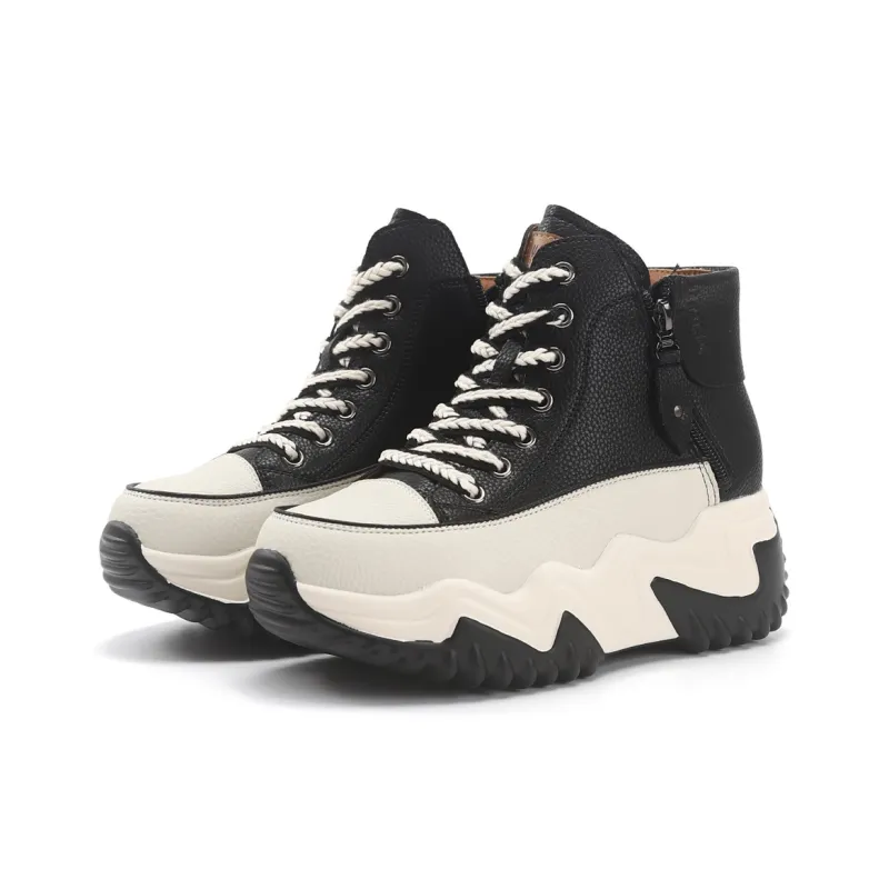 TOM TAILOR Black White Chifeng High Top Boots Thermal Abrasion Resistant Height Increasing Short Snow Boots Women's-8