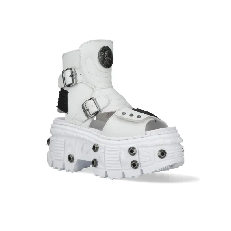 NEW ROCK Ankle Boots 10cm Unisex White-2