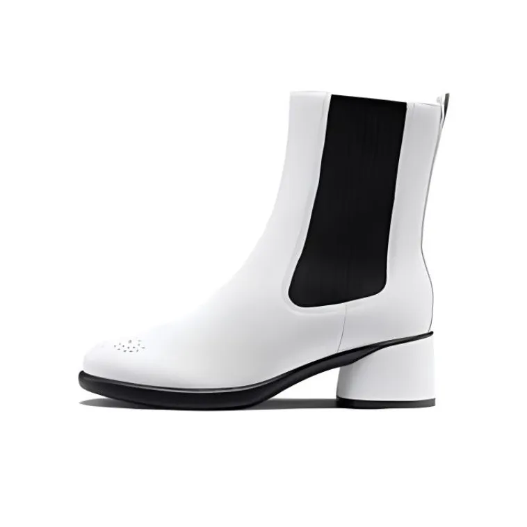 Ecco Short Chelsea Boots 5cm Women's White-0