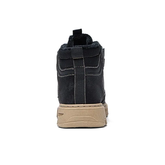 Warrior Thickened And Fleece Lined Insulated Shoes Short Martin Boot Men's Black-3