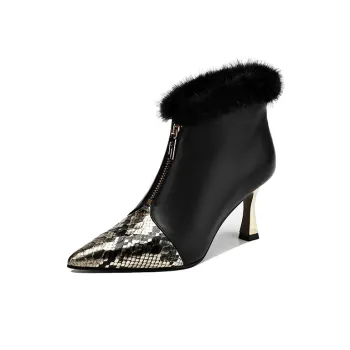 Bai Shiting Ankle Boots 7.5cm Women's Black