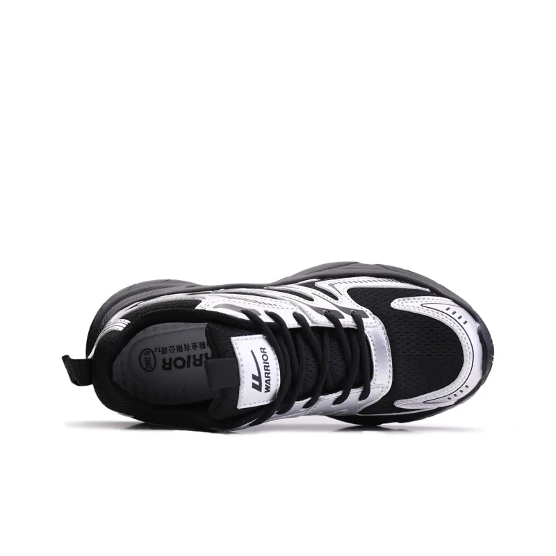 Warrior Anti Slip And Wear Resistant Height Increasing Low Top Chunky Sneakers Women's Silver Black-3