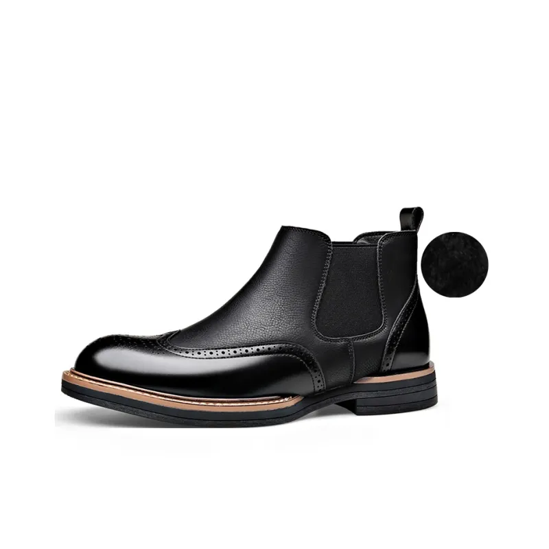 XIAOTOULANG Short Chelsea Boots Men's Black-5