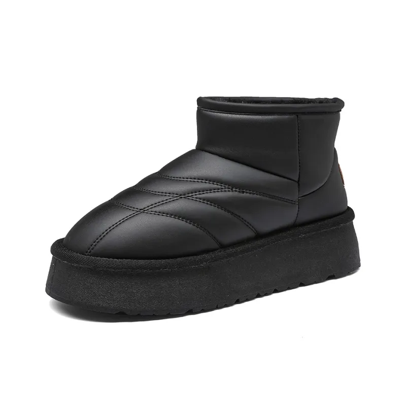 Warrior Warm Anti Slip And Wear Resistant Short Snow Boots Women's Black-1