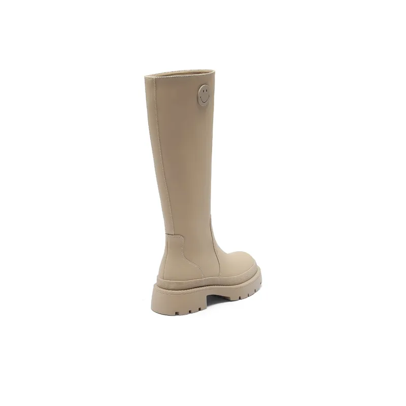 SMILEY Knee-high Boots Women's Khaki-3