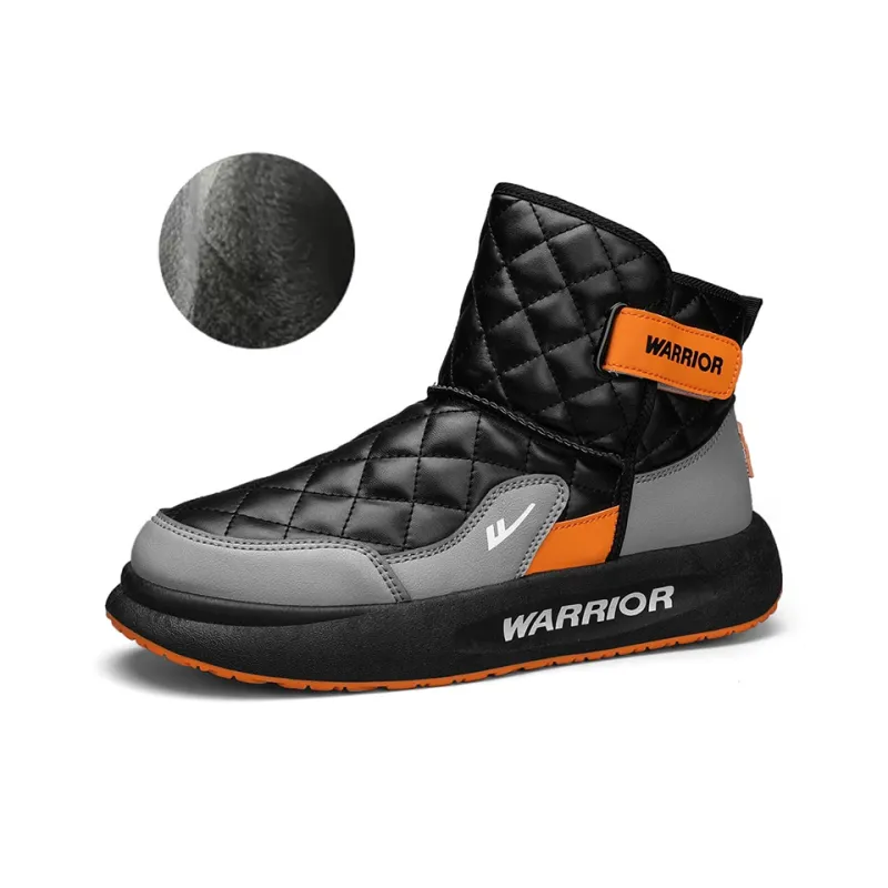 Warrior Thermal Abrasion Resistant Coverage Short Snow Boots Men's Black Gray Orange-1