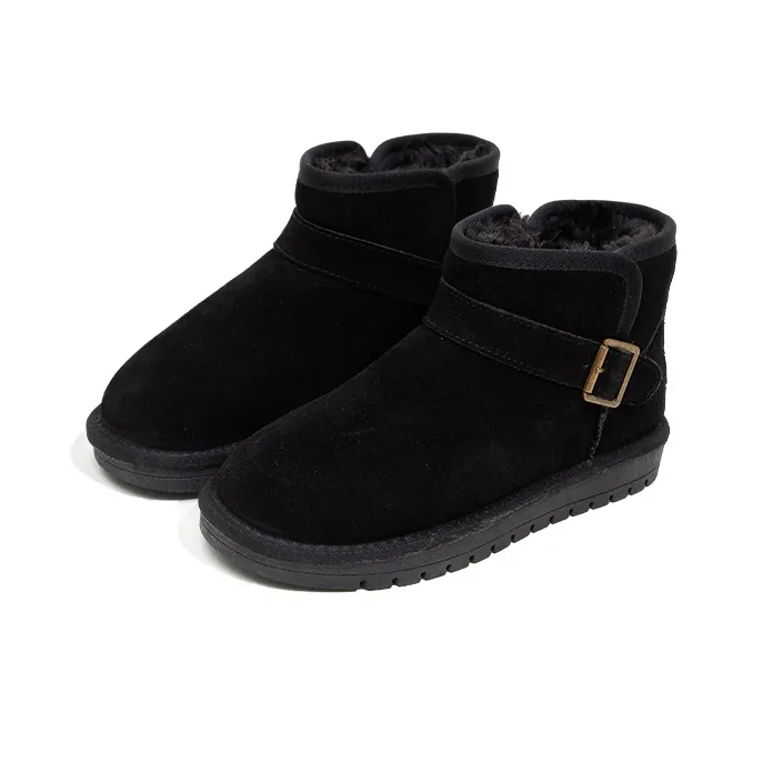 Feiyue Warm Wear-Resistant Slip-Resistant Short Mid-Calf Snow Boots Women's Black-4