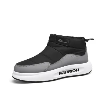 Warrior Warm Water Resistant And Wear Resistant Short Snow Boots Men's Black Gray