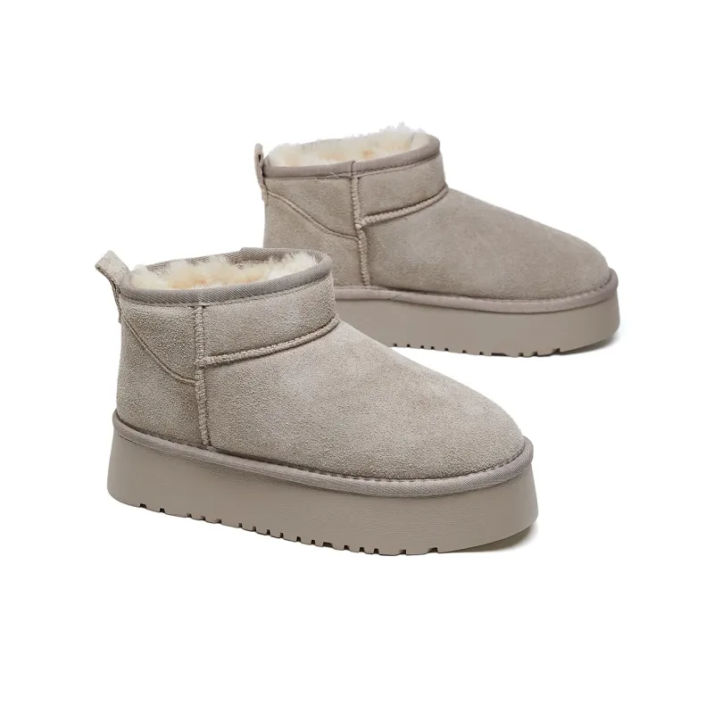 MALEMONKEY Warm Wear-Resistant Height Increasing Slip-Resistant Ankle-Length Snow Boots 5cm Women's-15