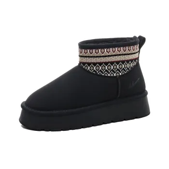 Warrior Warm Height Increasing Wear-Resistant Short Snow Boots Women's Black