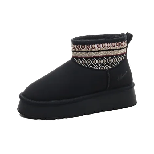 Warrior Warm Height Increasing Wear Resistant Short Snow Boots Women's Black